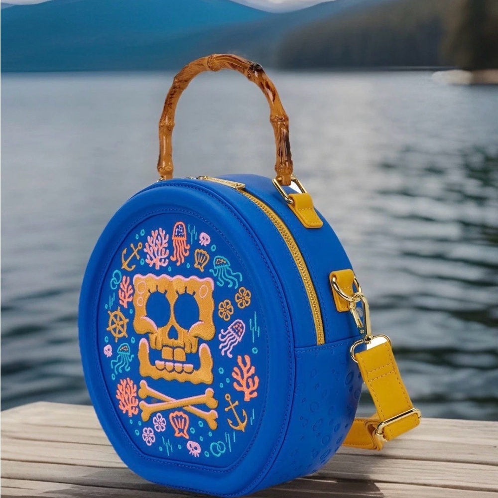 NEW Loungefly Nickelodeon Pirate SpongeBob Skull & Crossbones Crossbody Bamboo - Picture 3 of 6